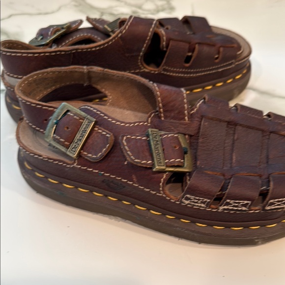Dr. Martens Brown Leather Sandals with Moccasin Stitching - Picture 5 of 7